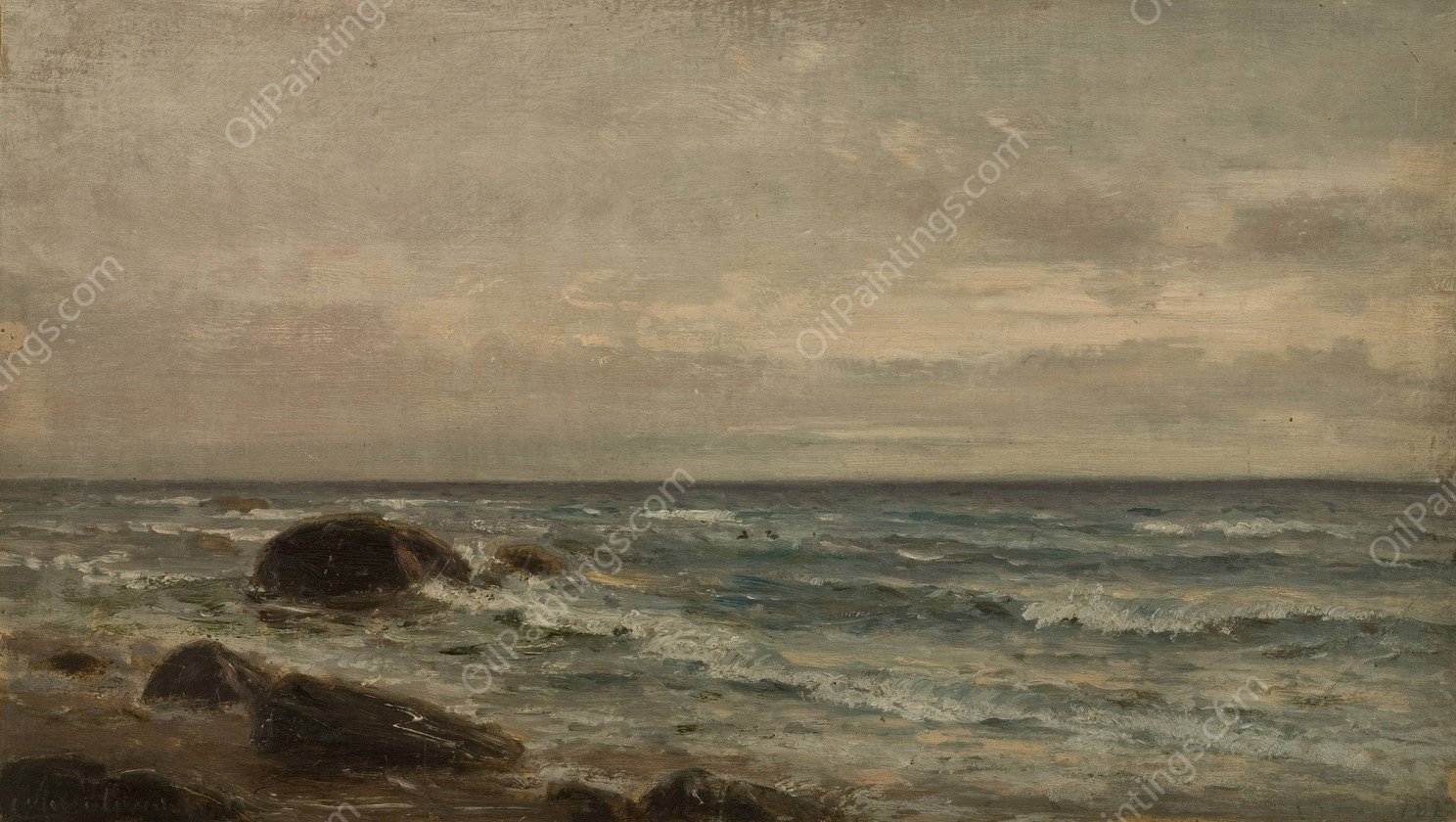 Strandparti, Jaeren  by Amaldus Nielsen - Hand-Painted Oil Painting Reproduction