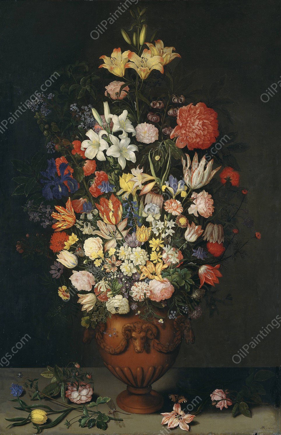 Still Life with a Vase of Flowers  by Ambrosius Bosschaert The Elder - Hand-Painted Oil Painting Reproduction