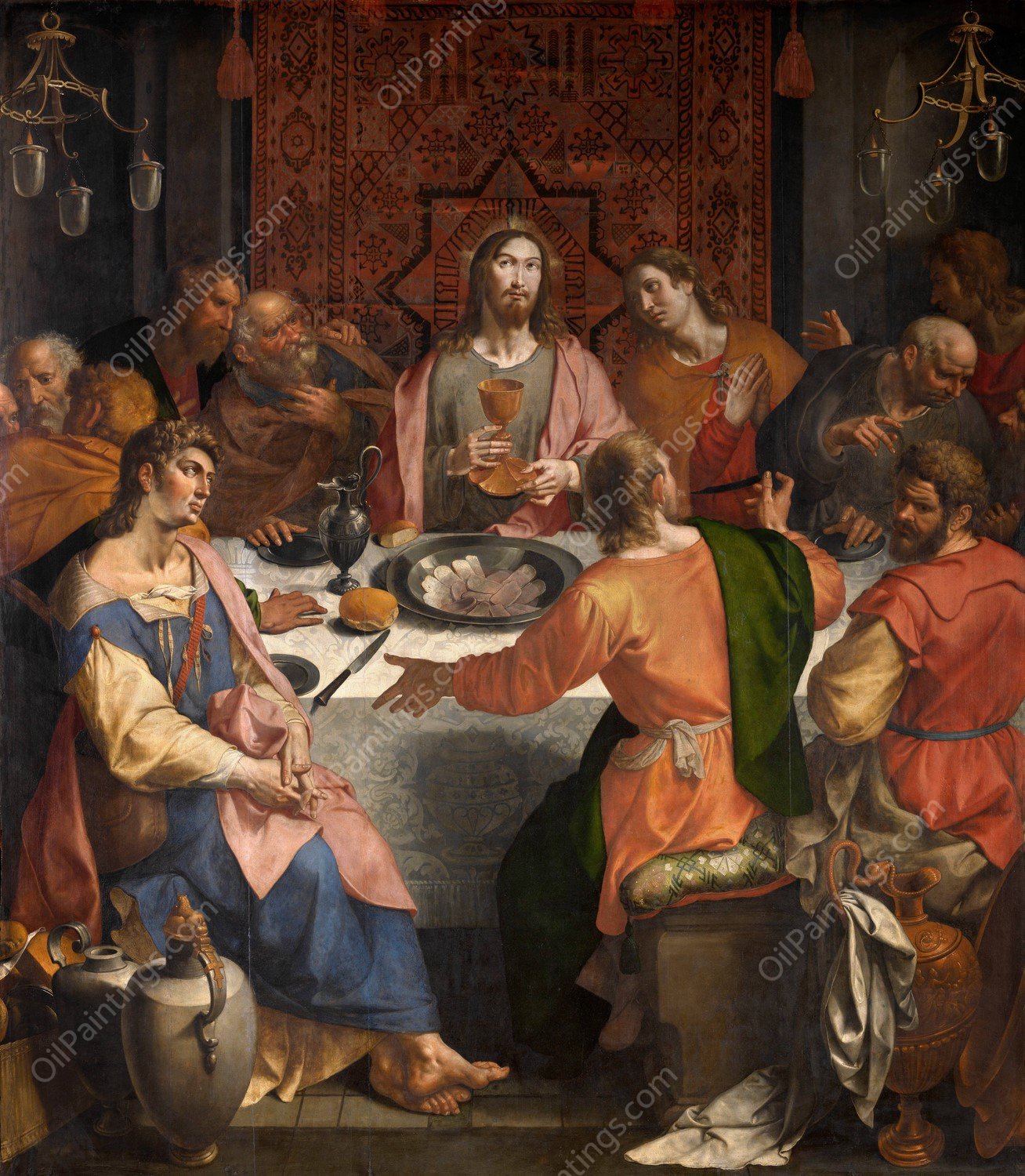 The Last Supper  by Ambrosius Francken I - Hand-Painted Oil Painting Reproduction