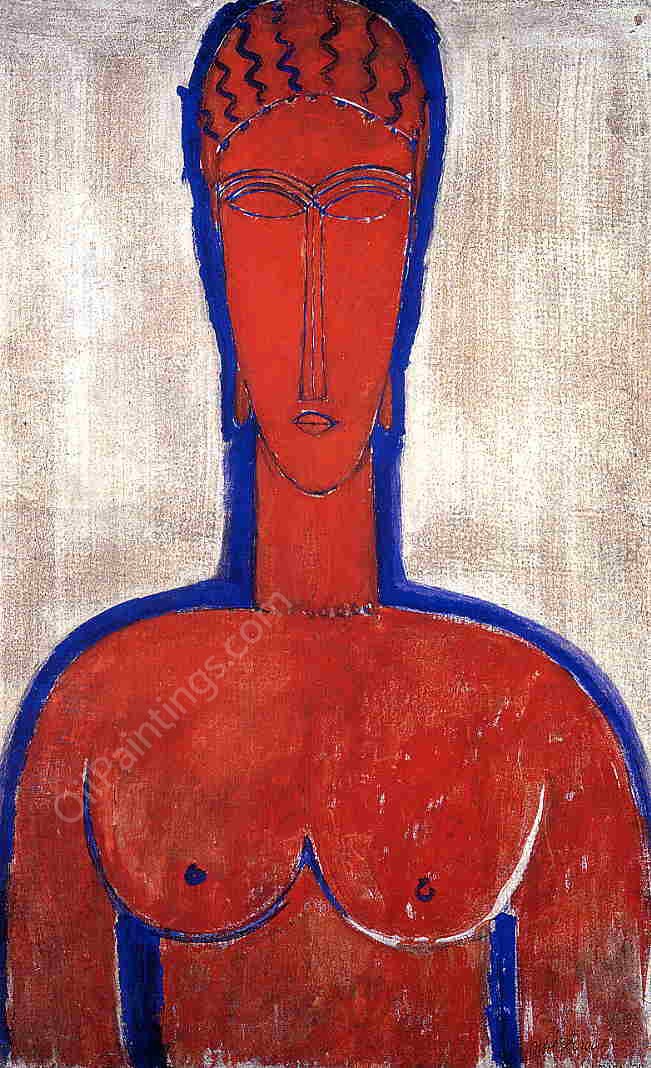 Big Red Buste also known as Loopold II by Amedeo Modigliani - Hand-Painted Oil Painting Reproduction