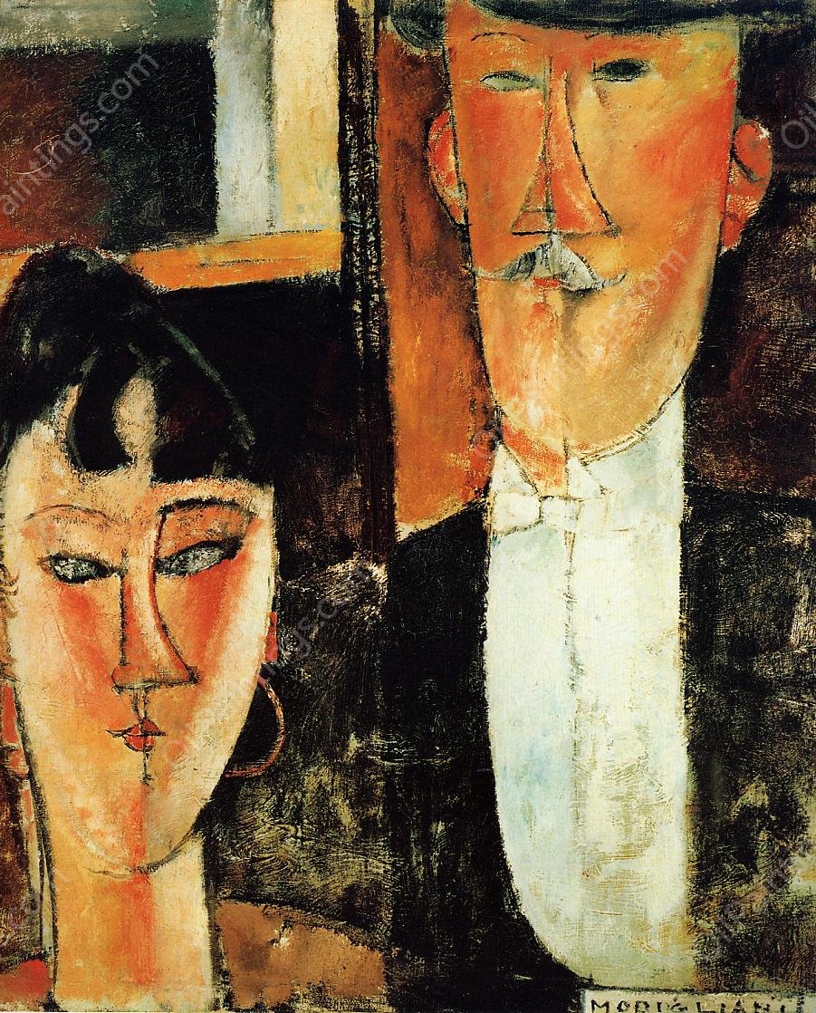 Bride and Groom also known as The Newlyweds by Amedeo Modigliani - Hand-Painted Oil Painting Reproduction