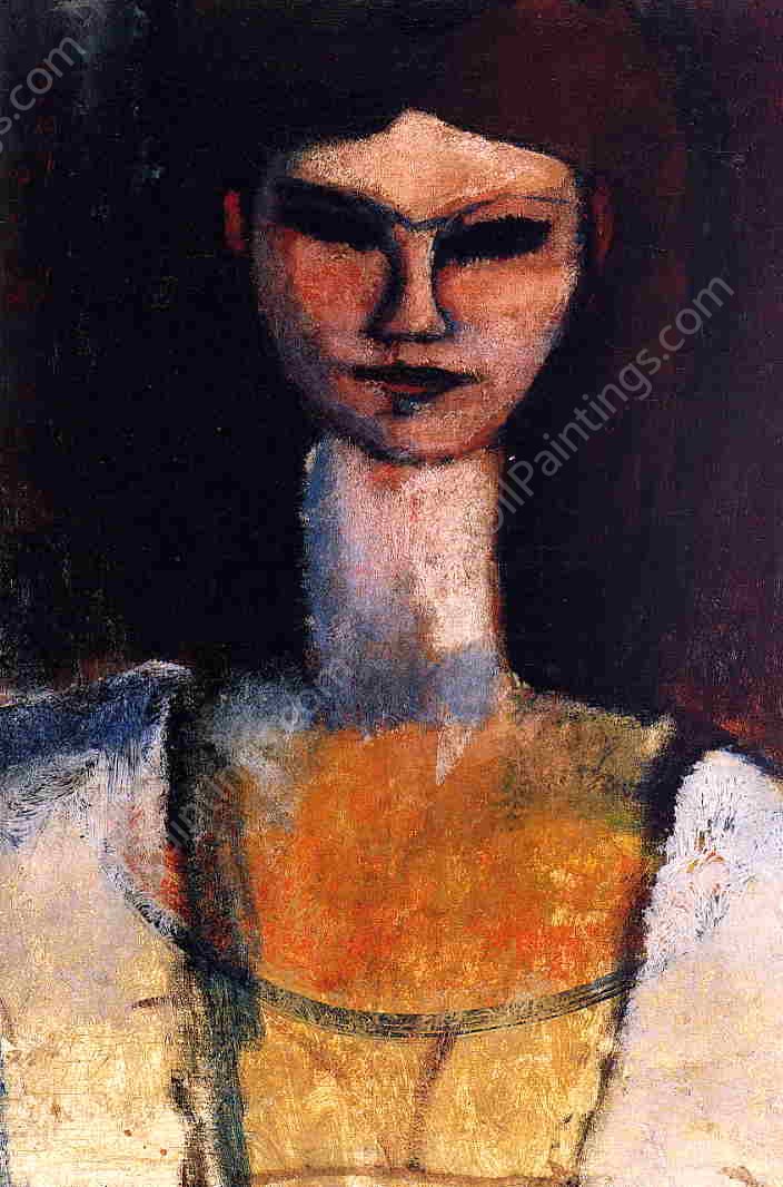 Bust of a Young Woman by Amedeo Modigliani - Hand-Painted Oil Painting Reproduction