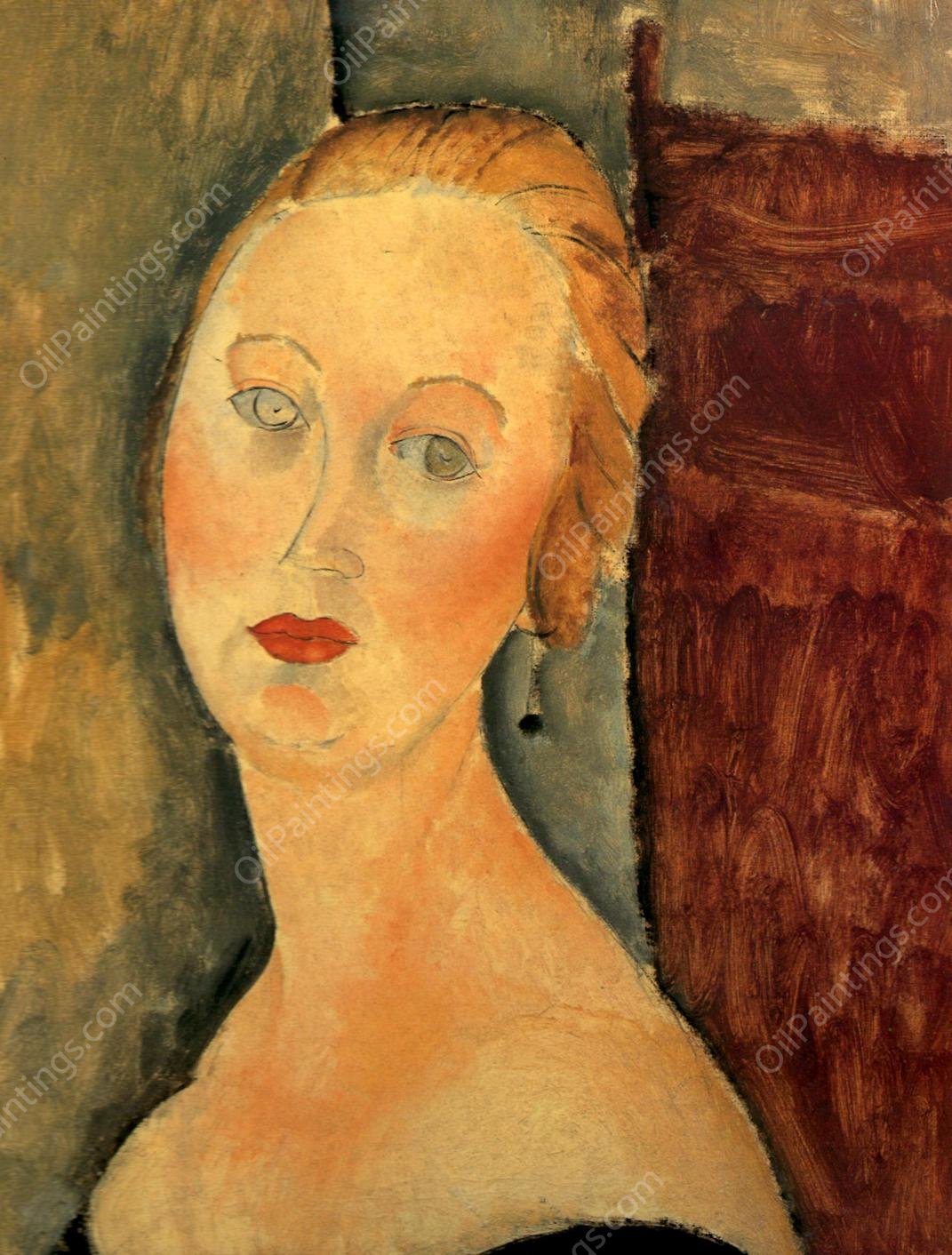 Germaine Survage with Earrings by Amedeo Modigliani - Hand-Painted Oil Painting Reproduction