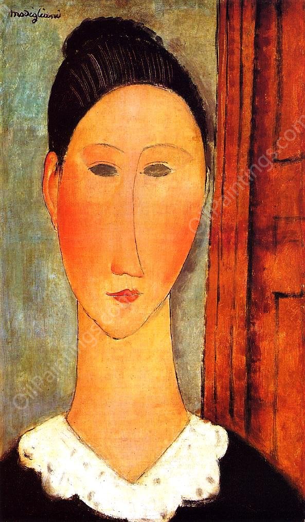 Head of a Girl by Amedeo Modigliani - Hand-Painted Oil Painting Reproduction