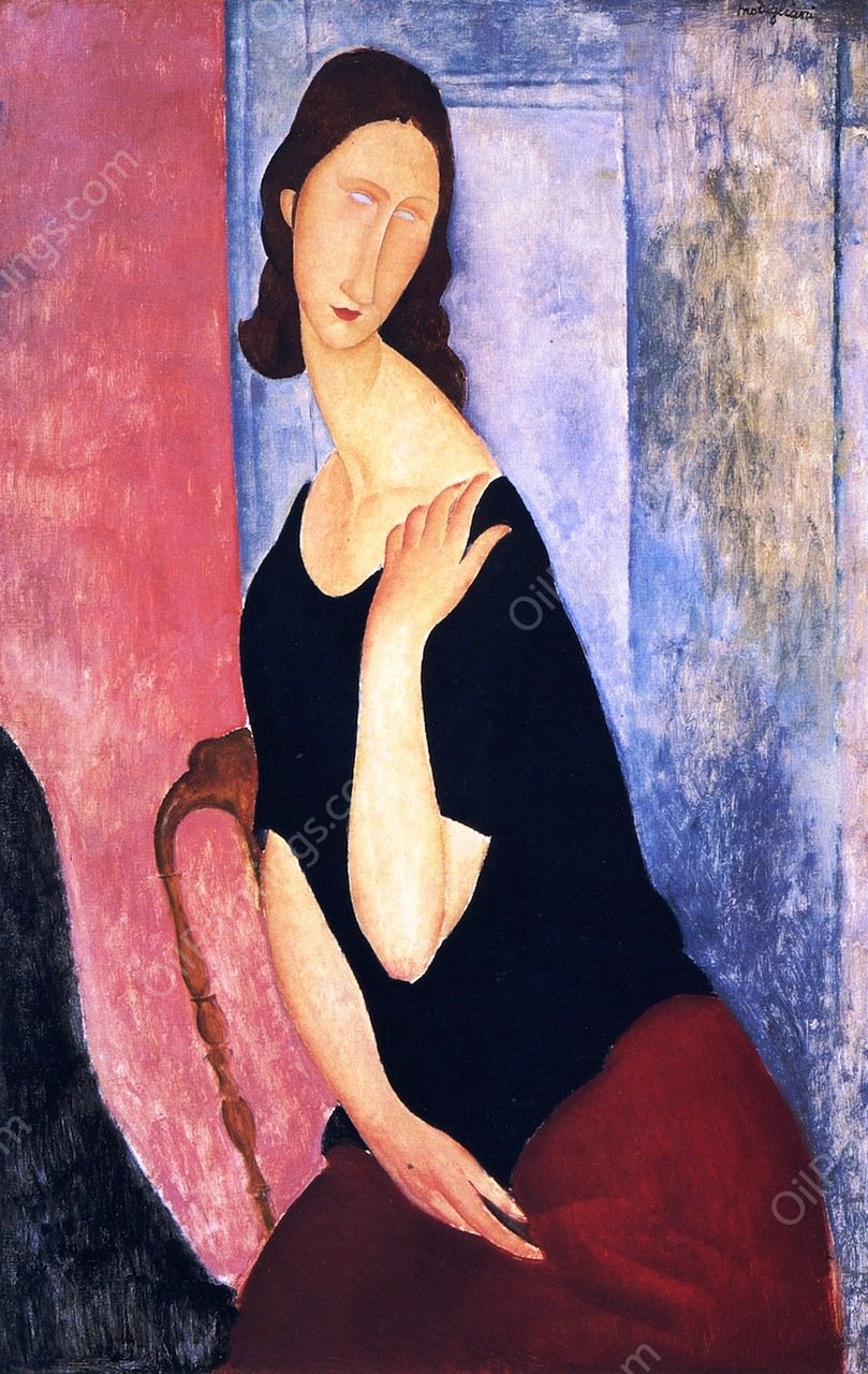 Portrait of Jeanne Hebuterne Informal by Amedeo Modigliani - Hand-Painted Oil Painting Reproduction