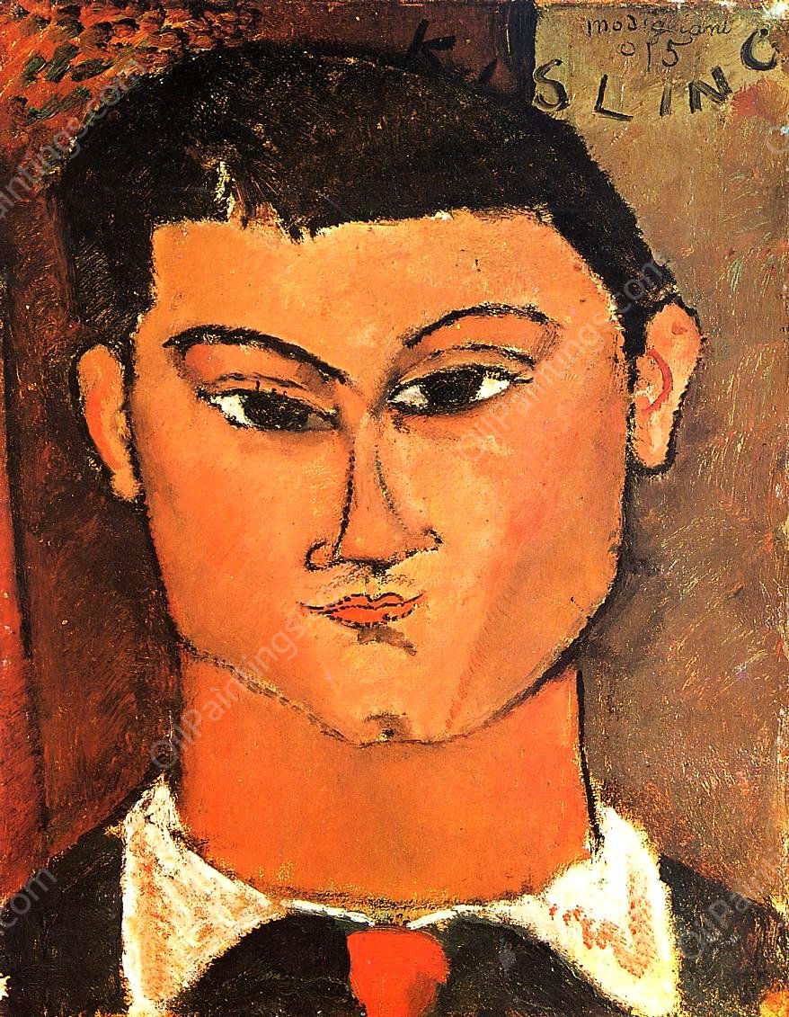 Portrait of Moise Kisling II by Amedeo Modigliani - Hand-Painted Oil Painting Reproduction