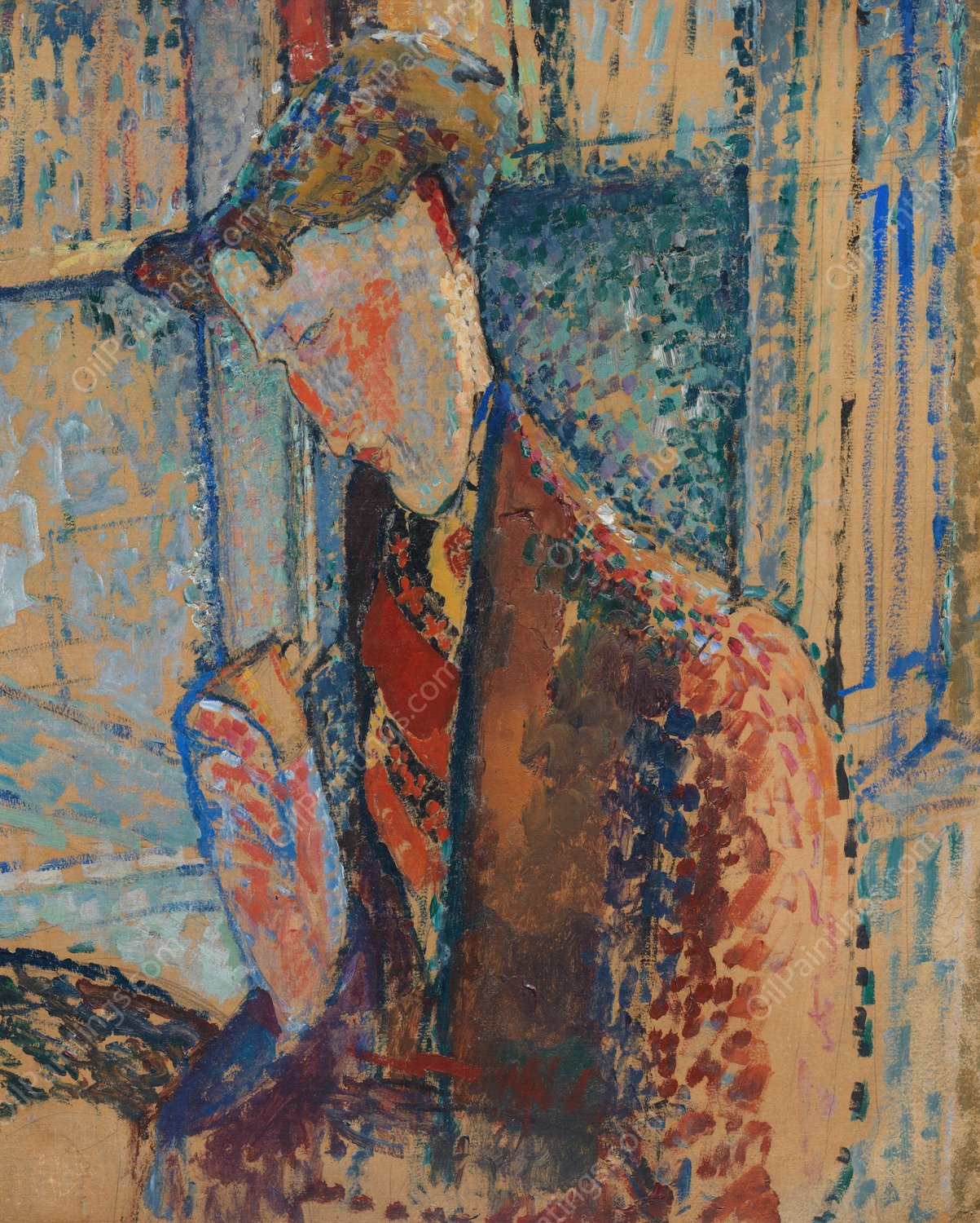 Reverie  by Amedeo Modigliani - Hand-Painted Oil Painting Reproduction