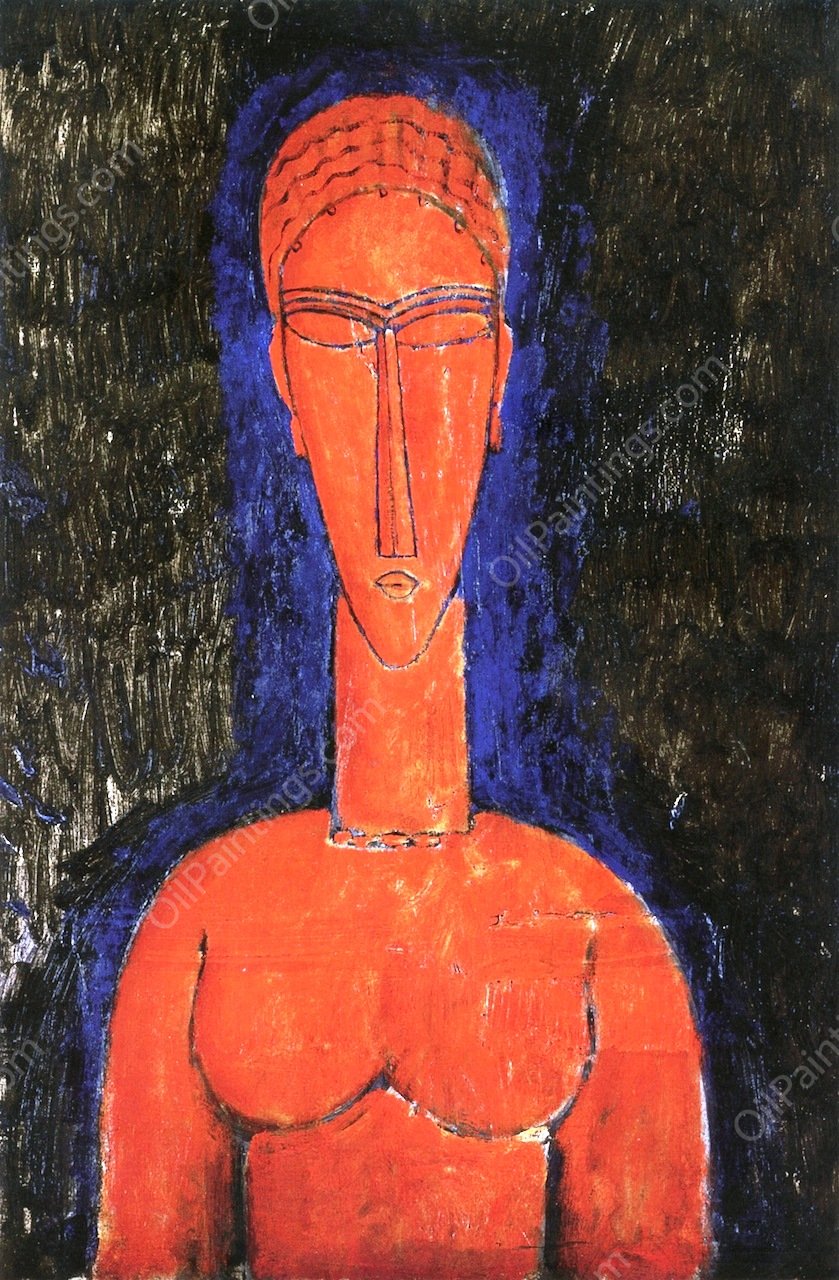 The Red Bust also known as Cariatide by Amedeo Modigliani - Hand-Painted Oil Painting Reproduction
