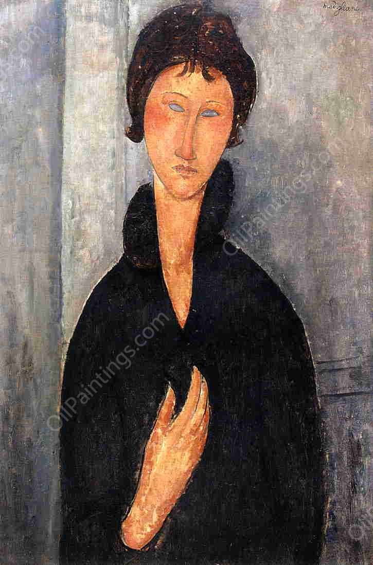 Woman with Blue Eyes by Amedeo Modigliani - Hand-Painted Oil Painting Reproduction