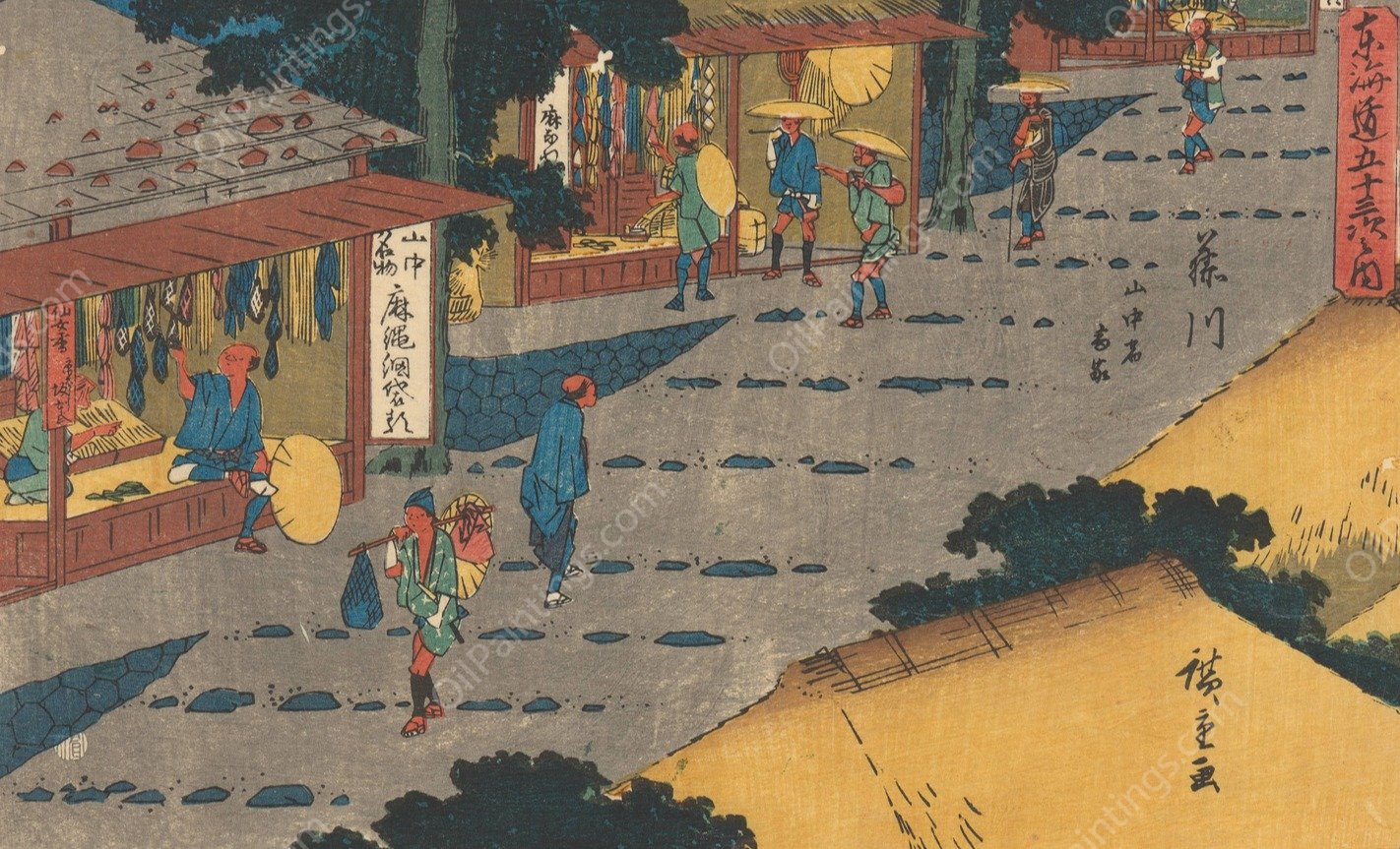 Fujikawa  by Ando Hiroshige - Hand-Painted Oil Painting Reproduction