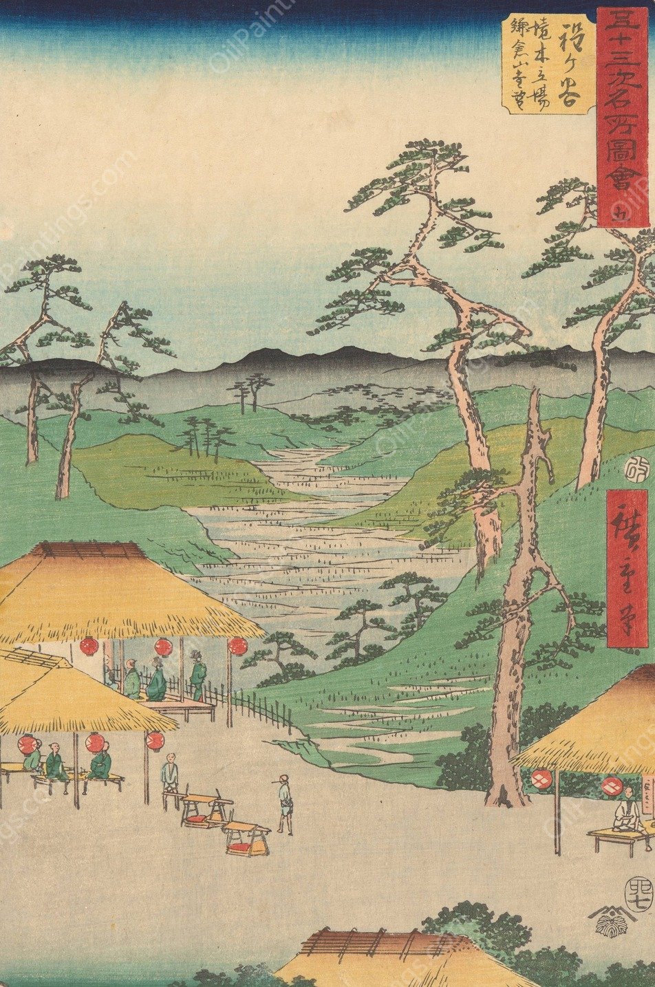 Hodogaya  by Ando Hiroshige - Hand-Painted Oil Painting Reproduction