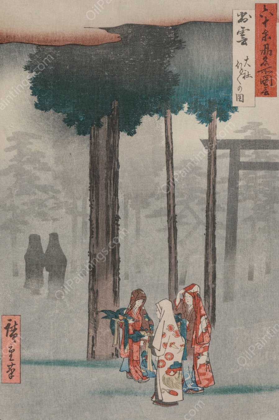 Hotohoto Festival at Izumo Grand Shrine, from the series Views of Famous Places in the Sixty-odd Provinces  by Ando Hiroshige - Hand-Painted Oil Painting Reproduction