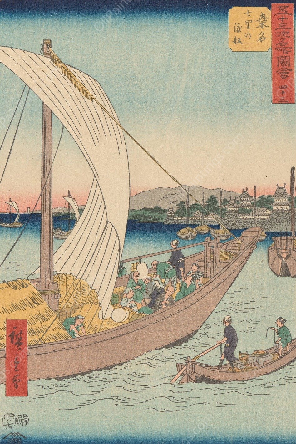 Kuwana  by Ando Hiroshige - Hand-Painted Oil Painting Reproduction