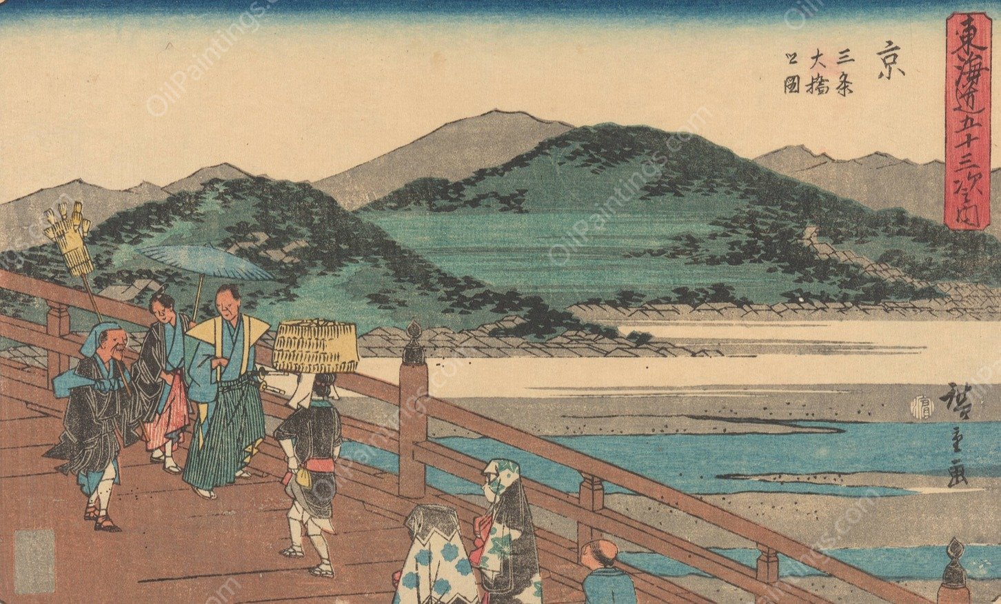 Kyoto  by Ando Hiroshige - Hand-Painted Oil Painting Reproduction