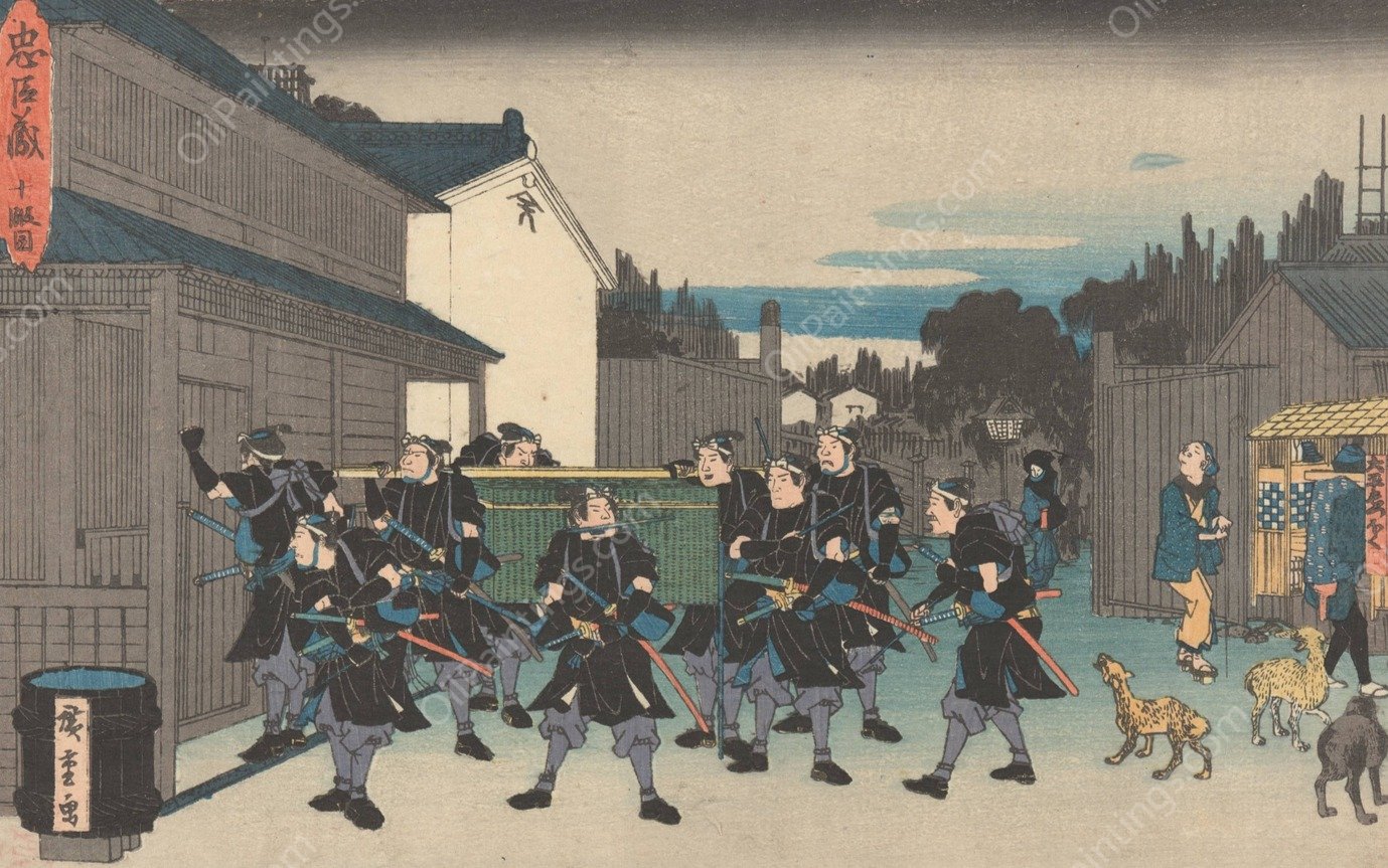 Night Visit to the Armorer  by Ando Hiroshige - Hand-Painted Oil Painting Reproduction