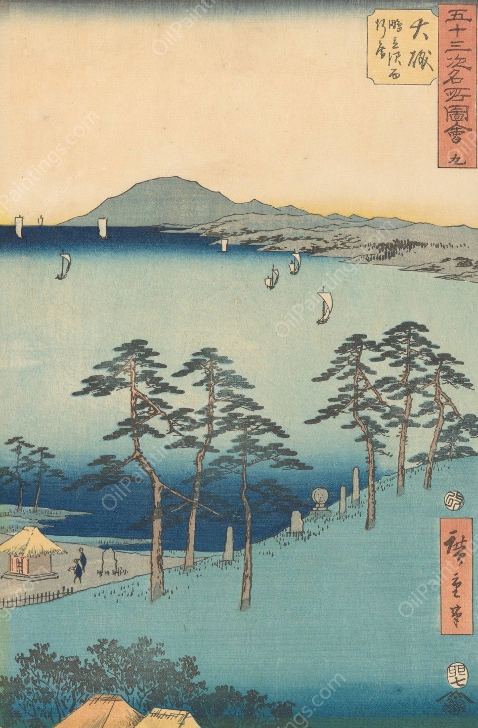 Oiso  by Ando Hiroshige - Hand-Painted Oil Painting Reproduction