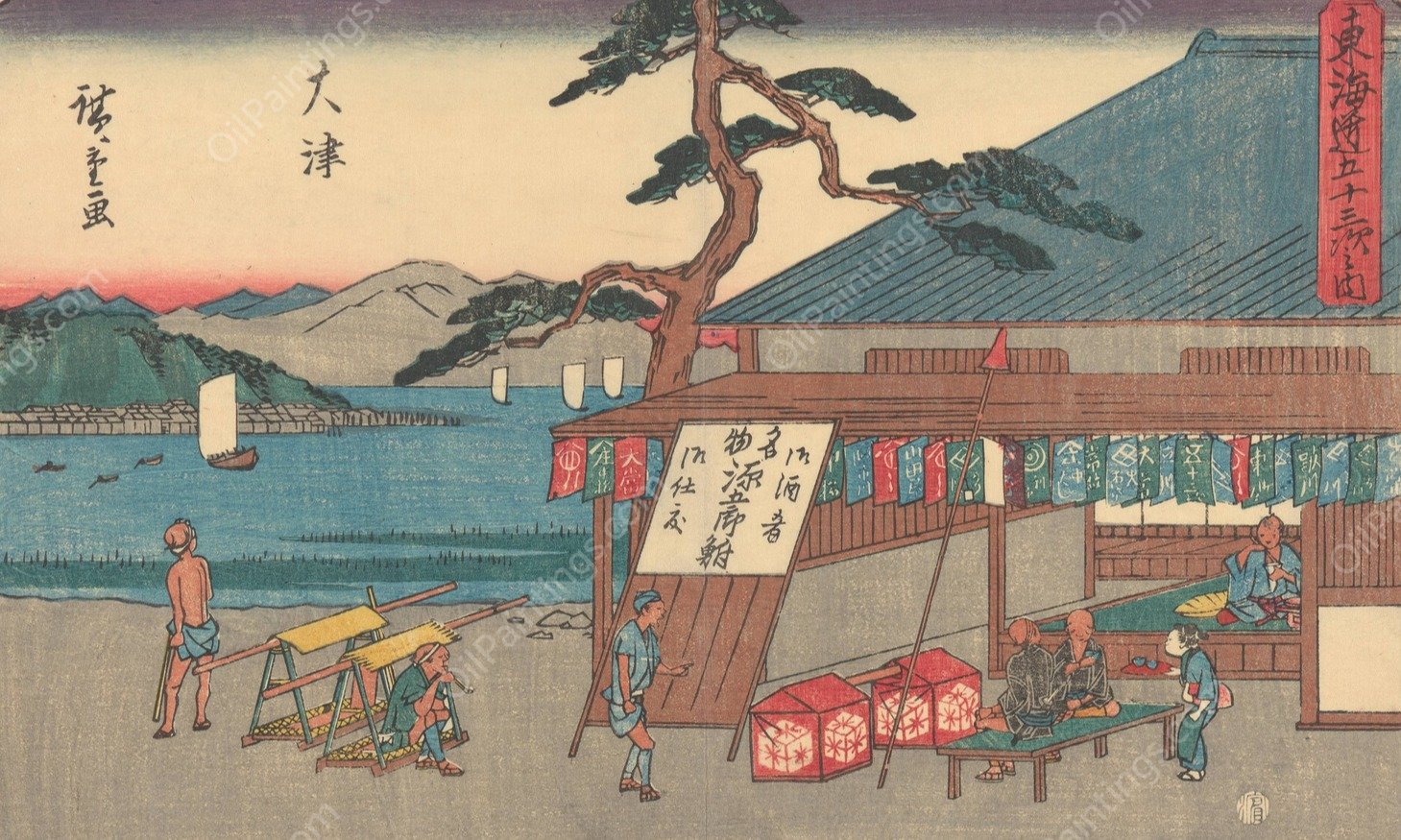 Otsu  by Ando Hiroshige - Hand-Painted Oil Painting Reproduction