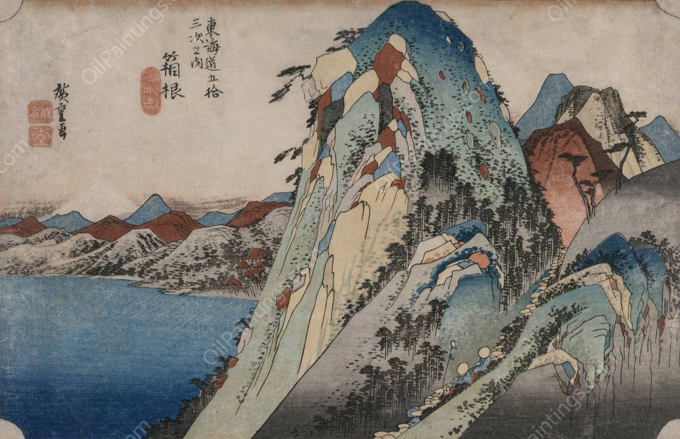 Picture of the Lake at Hakone, from the series 53 Stations of the Tokaido  by Ando Hiroshige - Hand-Painted Oil Painting Reproduction