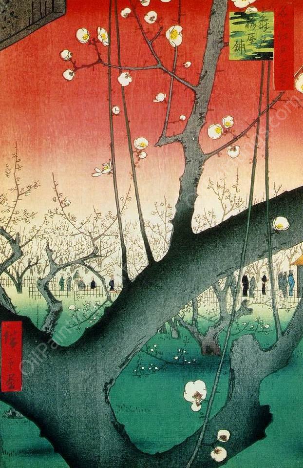 Plum Estate, Kameido by Ando Hiroshige - Hand-Painted Oil Painting Reproduction