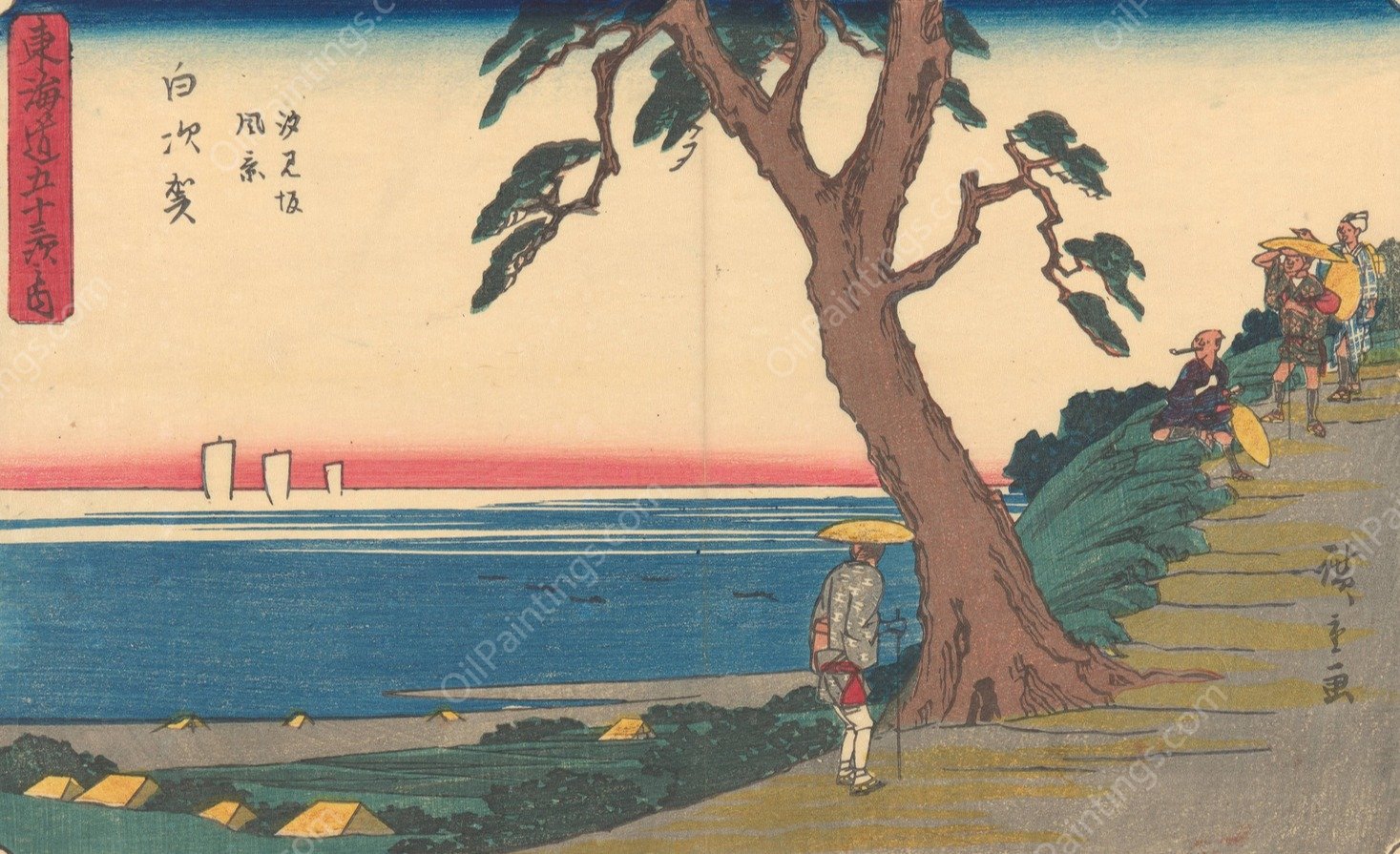 Shirasuka  by Ando Hiroshige - Hand-Painted Oil Painting Reproduction