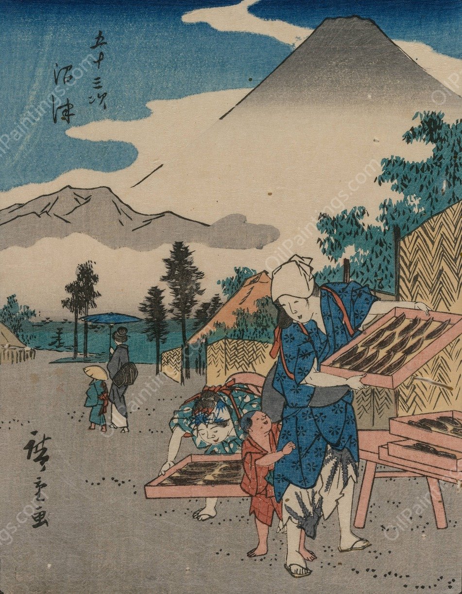 The Fifty-Three Stations of the Tokaido: Numazu  by Ando Hiroshige - Hand-Painted Oil Painting Reproduction