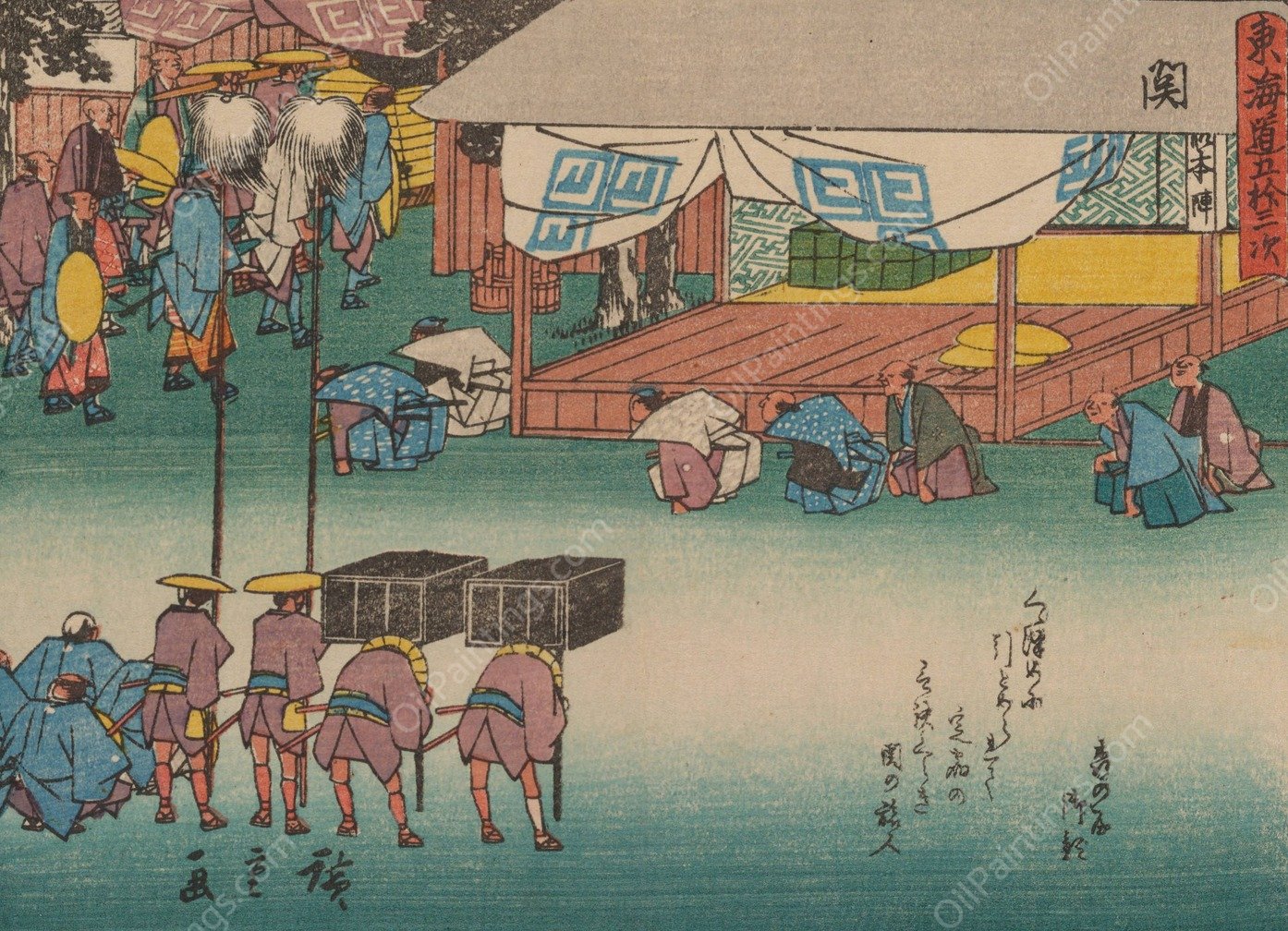 Tokaido gojusantsugi, Pl.48  by Ando Hiroshige - Hand-Painted Oil Painting Reproduction