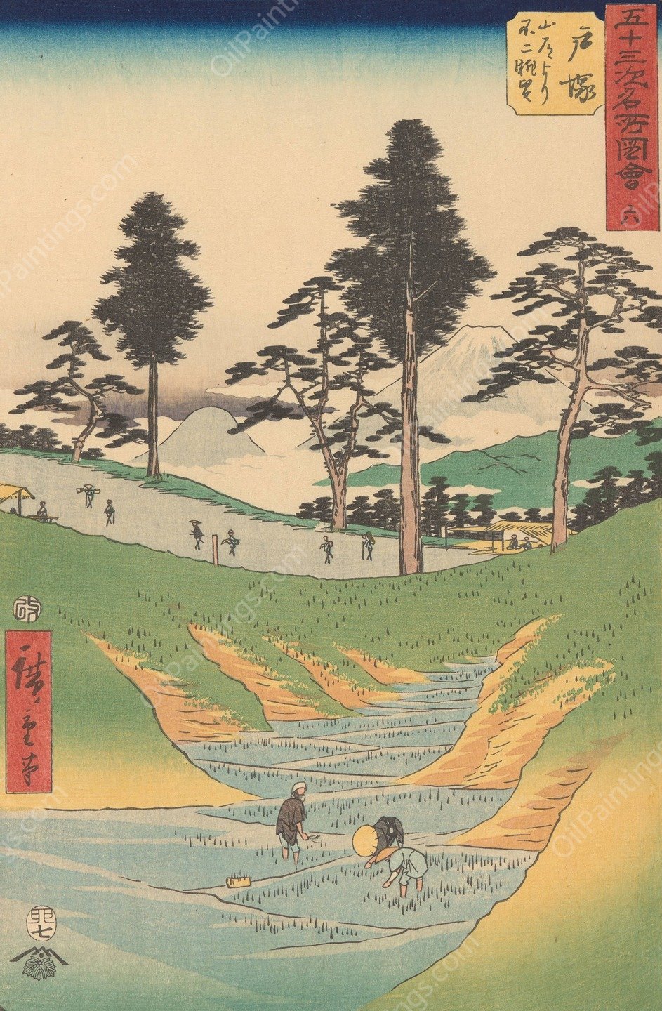 Totsuka  by Ando Hiroshige - Hand-Painted Oil Painting Reproduction