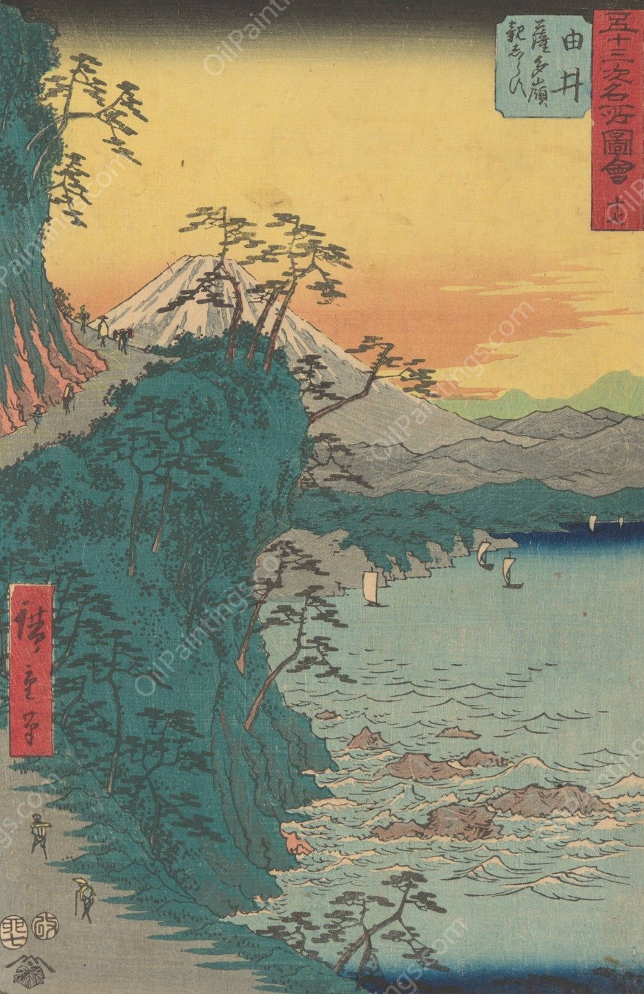 Yui  by Ando Hiroshige - Hand-Painted Oil Painting Reproduction