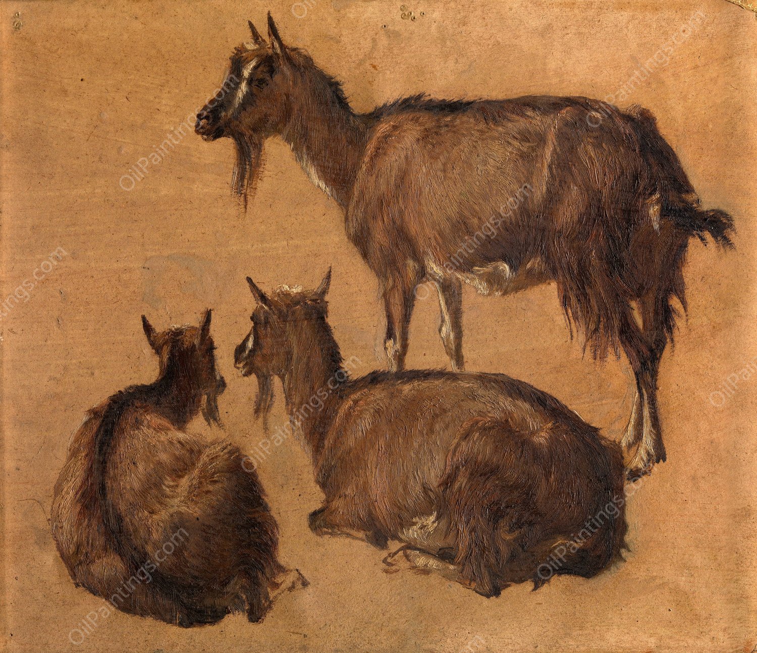 Goats by Andre Plumot - Hand-Painted Oil Painting Reproduction