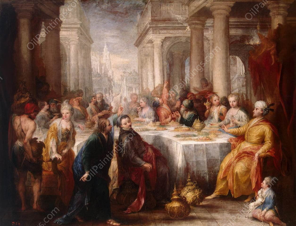 Feast of Belshazzar by Andrea Celesti - Hand-Painted Oil Painting Reproduction