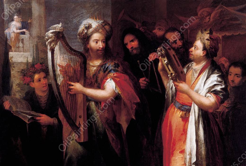 King David Playing the Zither by Andrea Celesti - Hand-Painted Oil Painting Reproduction