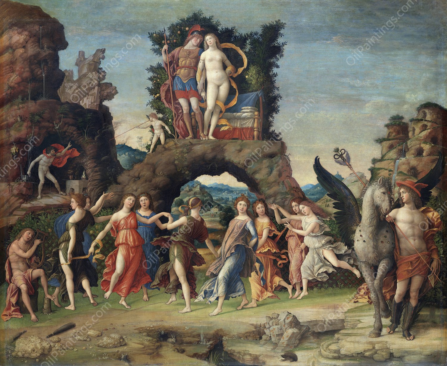 La Parnasse  by Andrea Mantegna - Hand-Painted Oil Painting Reproduction