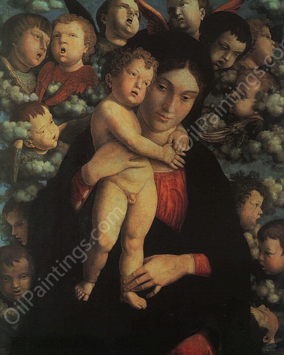 Madonna and Child with Cherubs by Andrea Mantegna - Hand-Painted Oil Painting Reproduction