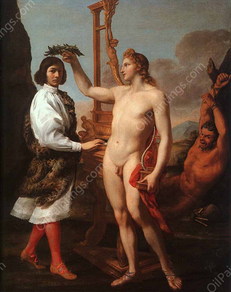 Marcantonio Pasquilini Crowned by Apollo by Andrea Sacchi - Hand-Painted Oil Painting Reproduction