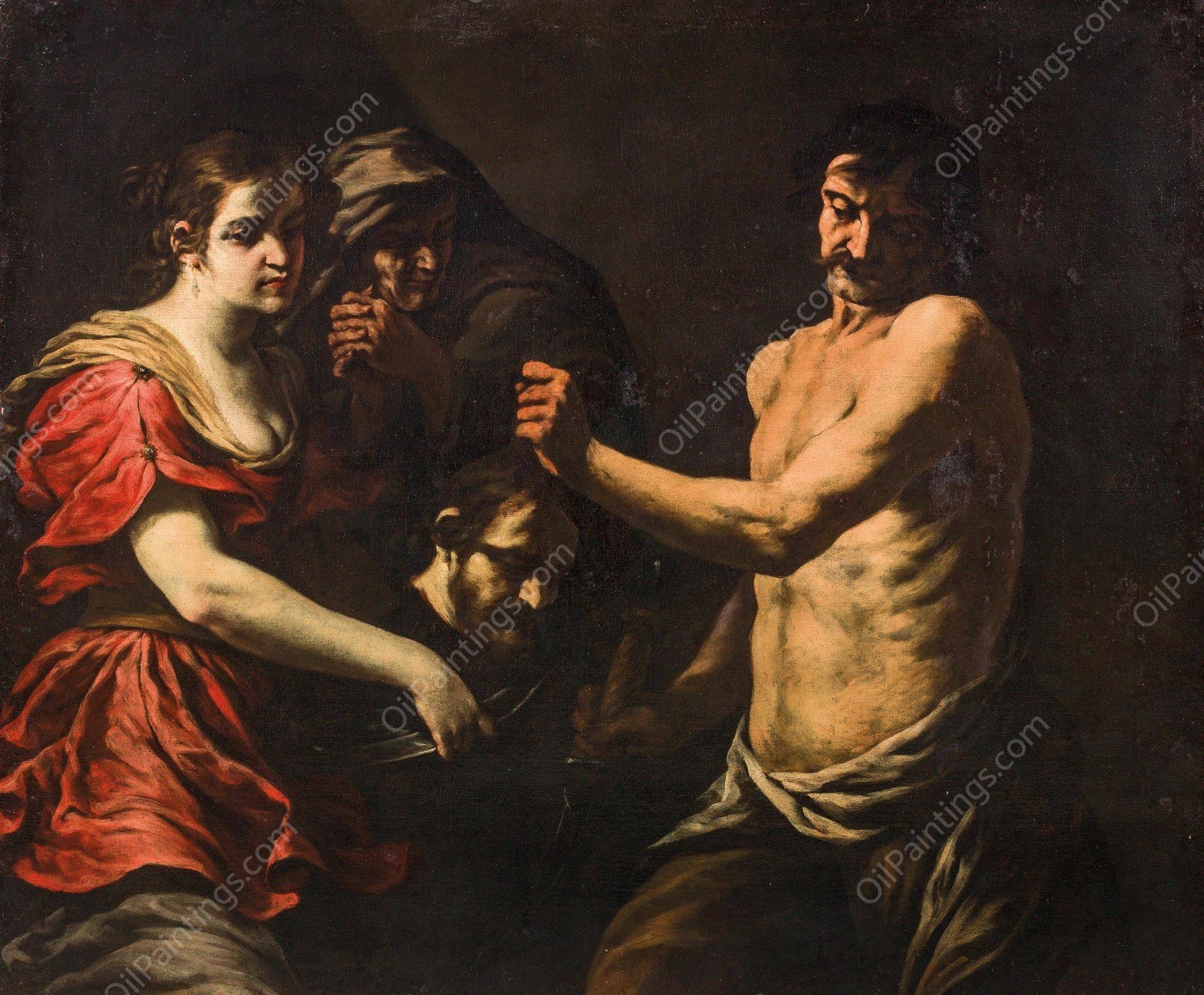 Salome Receiving The Head Of Saint John The Baptist by Andrea Vaccaro - Hand-Painted Oil Painting Reproduction