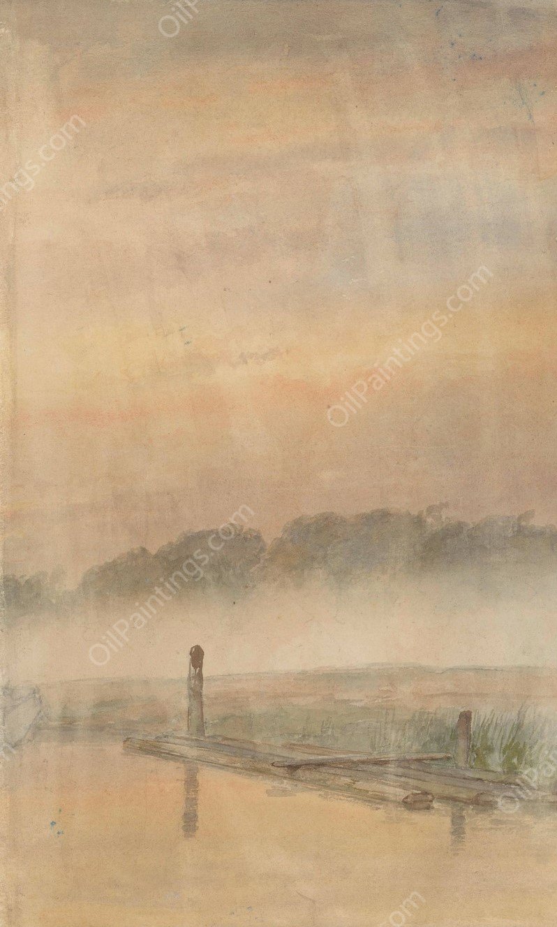 Aanlegsteiger  by Andreas Schelfhout - Hand-Painted Oil Painting Reproduction