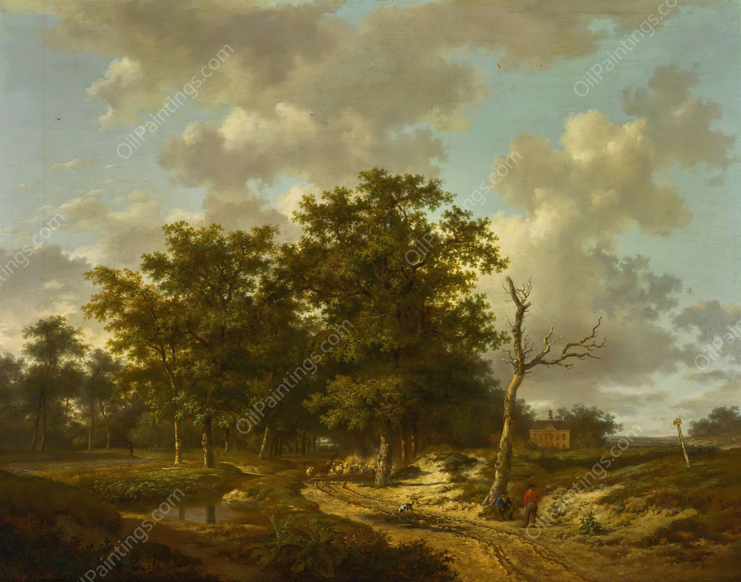 Summer landscape  by Andreas Schelfhout - Hand-Painted Oil Painting Reproduction