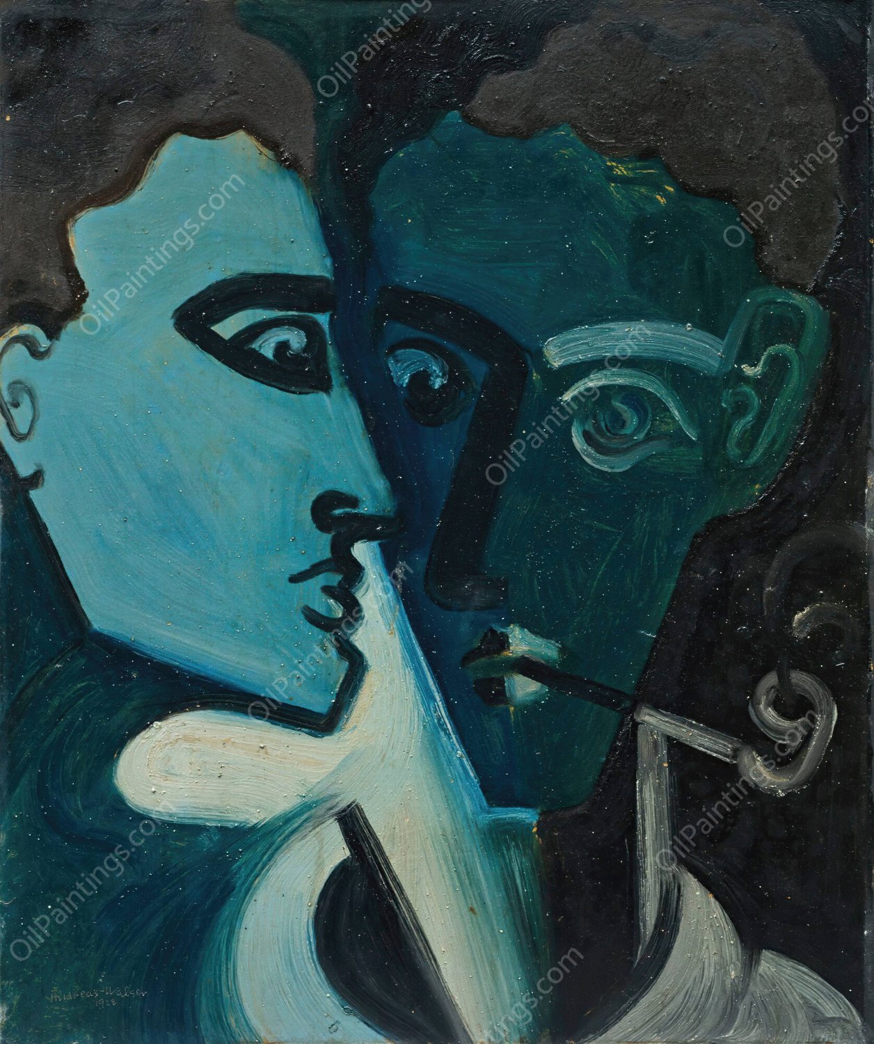 Doppelportrait  by Andreas Walser - Hand-Painted Oil Painting Reproduction