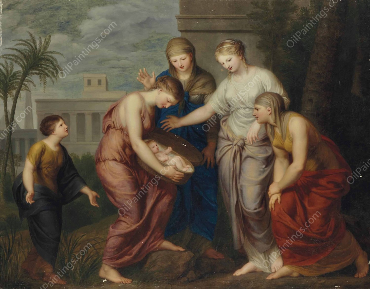 The Finding of Moses  by Andries Cornelis Lens - Hand-Painted Oil Painting Reproduction