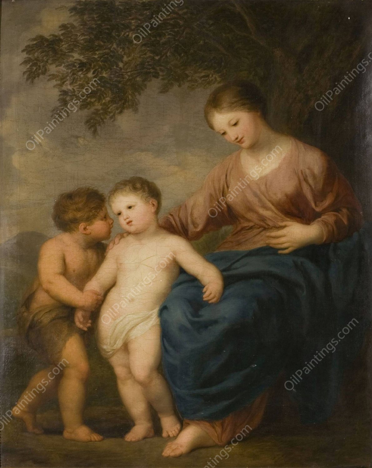 The Virgin, the Christ Child and St John by Andries Cornelis Lens - Hand-Painted Oil Painting Reproduction