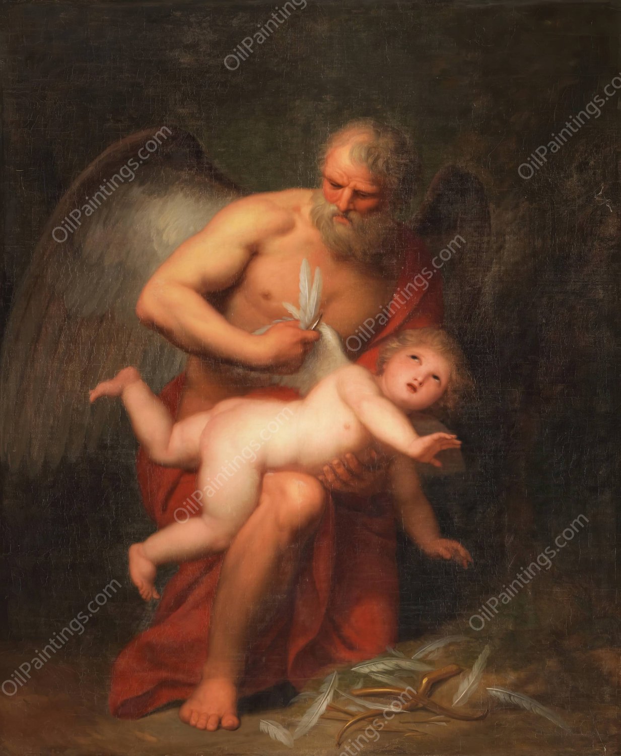 Time Clipping Cupid's Wings  by Andries Cornelis Lens - Hand-Painted Oil Painting Reproduction