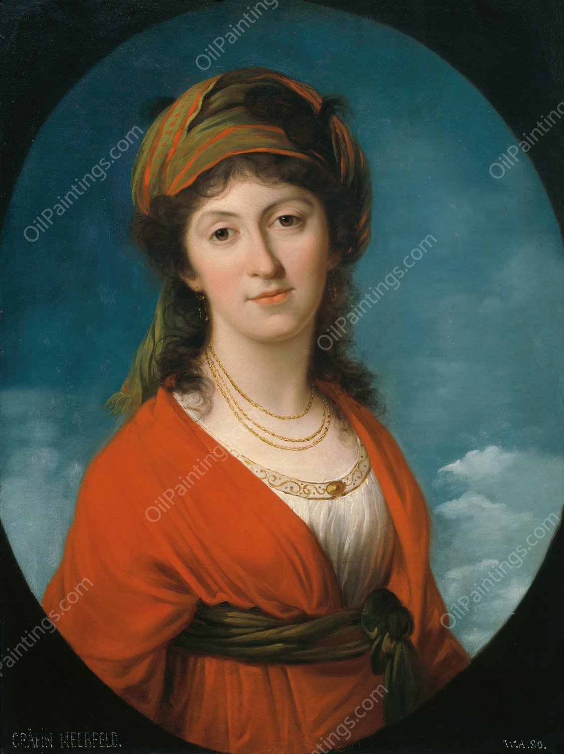 Marie Therese Grafin Meerfeld, geb. Grafin Dietrichstein  by Angelica Kauffmann - Hand-Painted Oil Painting Reproduction