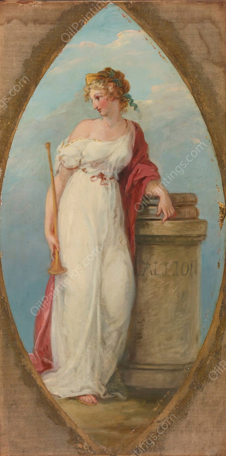 Muse with a trumpet by Angelica Kauffmann - Hand-Painted Oil Painting Reproduction