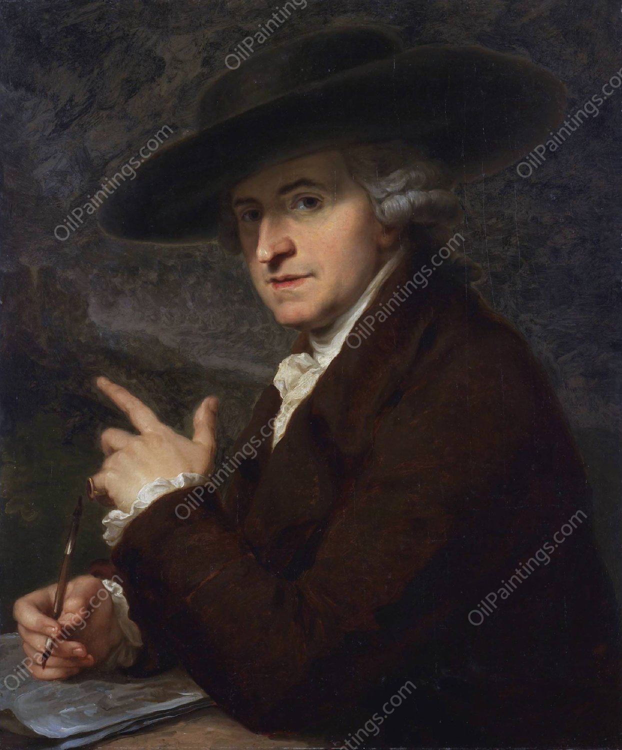Portrait of her husband, the painter Antonio Zucchi  by Angelica Kauffmann - Hand-Painted Oil Painting Reproduction