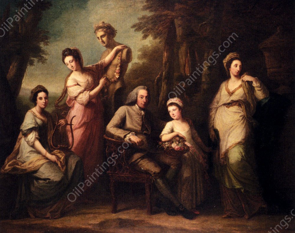 Portrait of Philip Tisdal with His Wife and Family by Angelica Kauffmann - Hand-Painted Oil Painting Reproduction