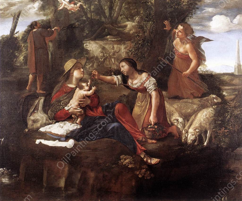 Rest on the Flight into Egypt by Angelo Caroselli - Hand-Painted Oil Painting Reproduction