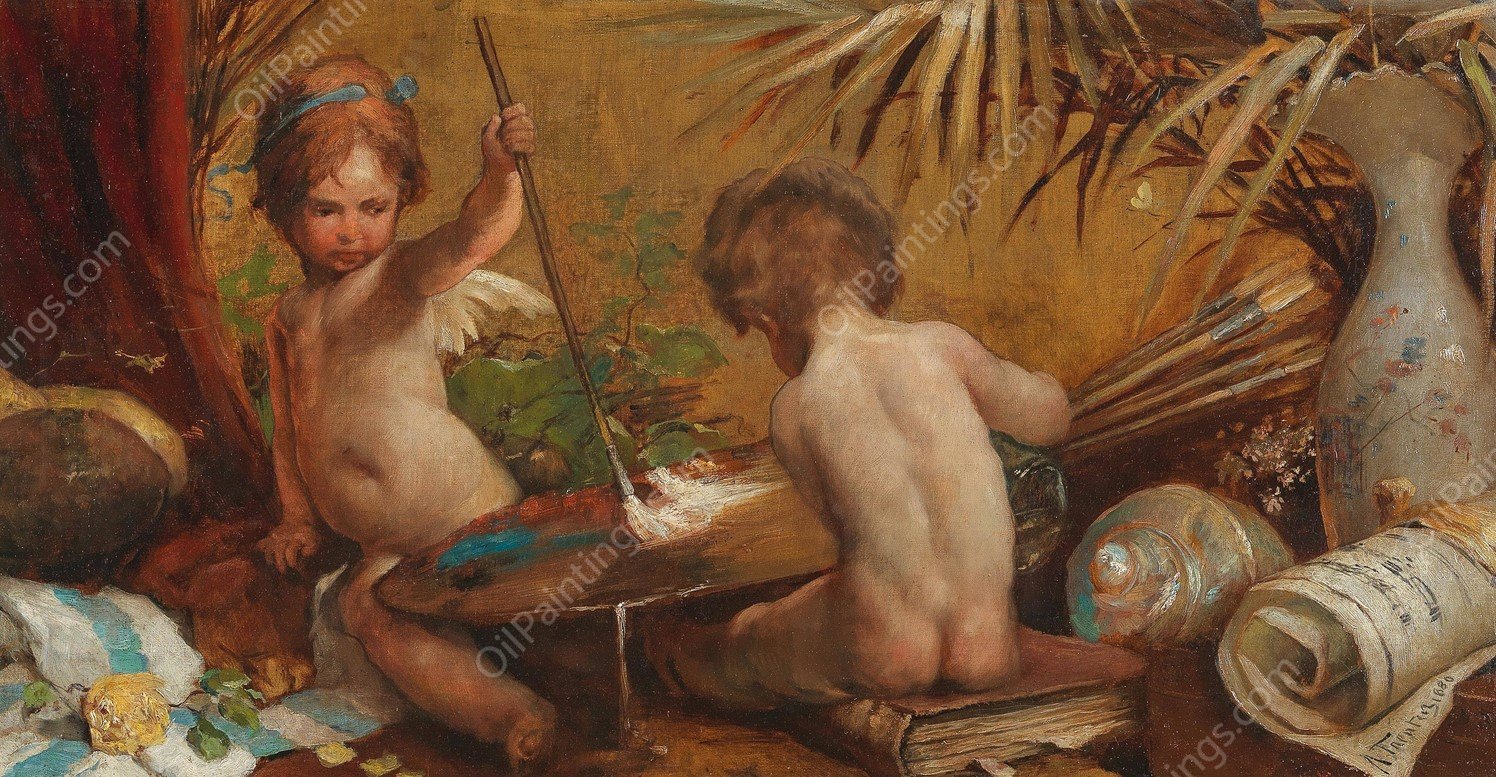 Allegory of Painting  by Angelo Trentin - Hand-Painted Oil Painting Reproduction