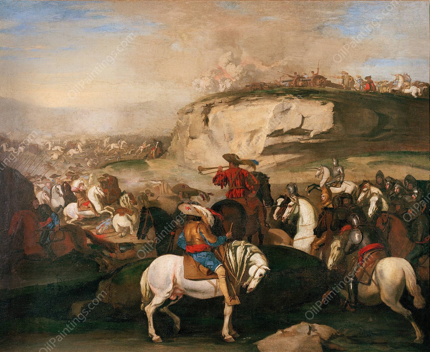 Battle Scene by Aniello Falcone - Hand-Painted Oil Painting Reproduction