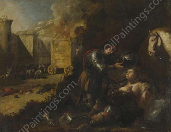 Tancred and Clorinda by Aniello Falcone - Hand-Painted Oil Painting Reproduction