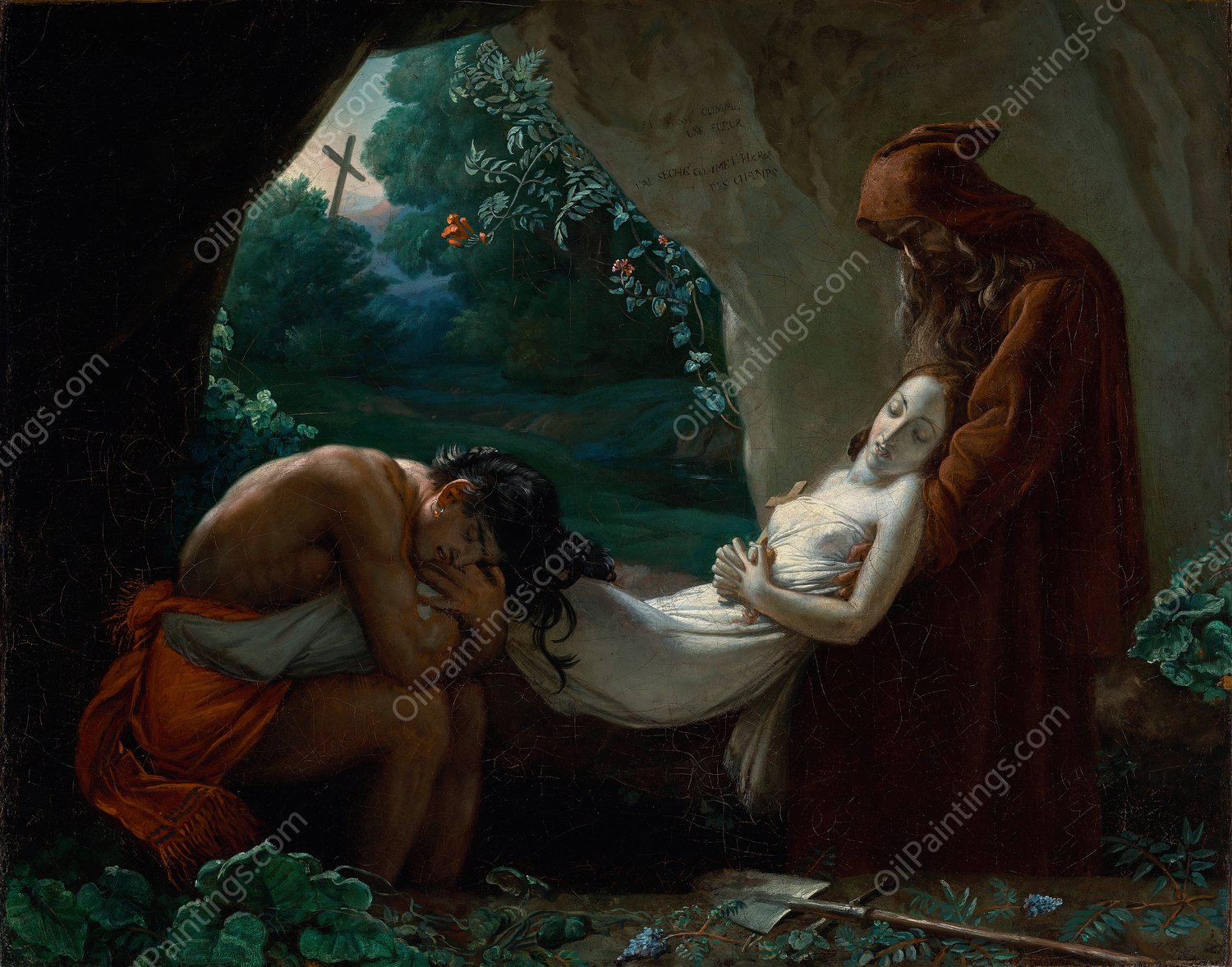 Burial of Atala  by Anne Louis Girodet-Trioson - Hand-Painted Oil Painting Reproduction